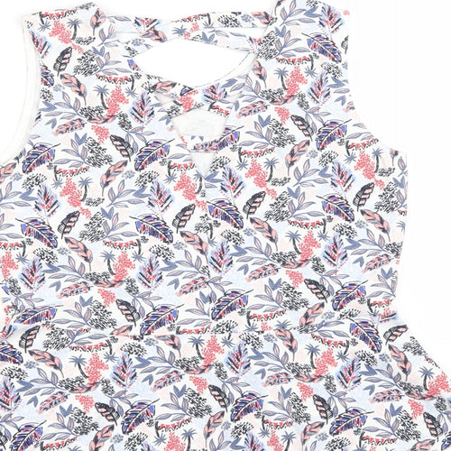 TOM TAILOR Womens Multicoloured Geometric Cotton Basic Blouse Size L Round Neck