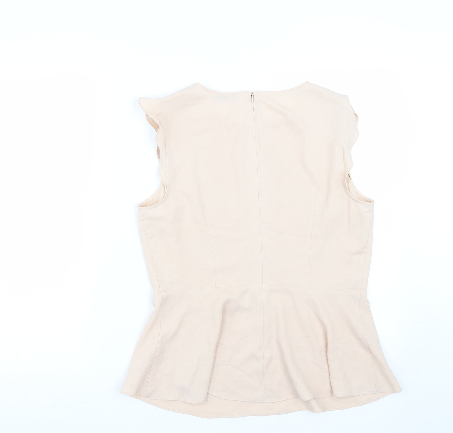 Oasis Womens Beige  Polyester Basic Blouse Size 14 Round Neck