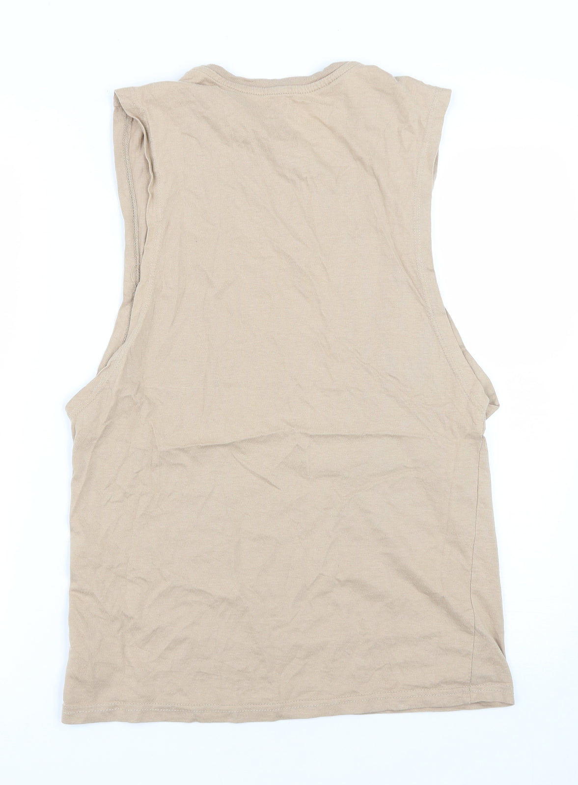 BOOHOO MAN Mens Beige  Cotton  T-Shirt Size M Round Neck  - Man