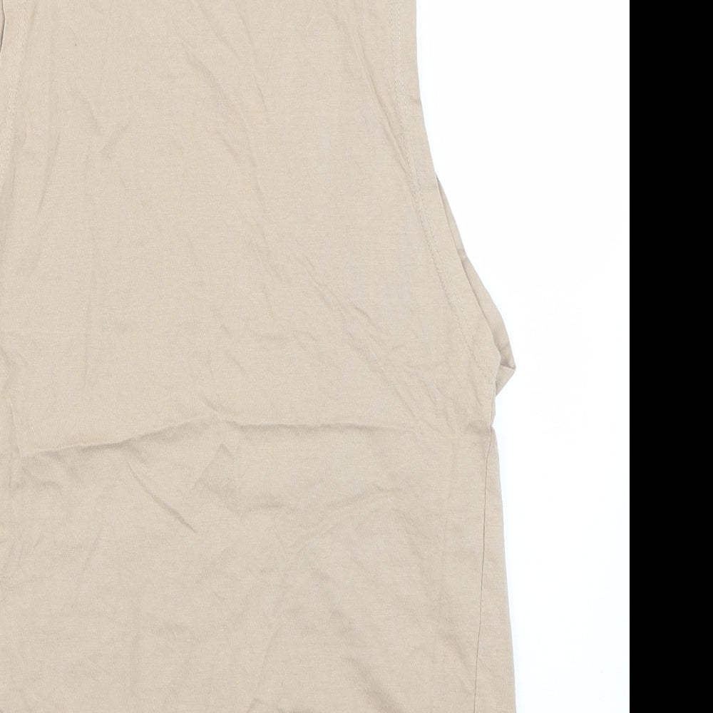 BOOHOO MAN Mens Beige  Cotton  T-Shirt Size M Round Neck  - Man