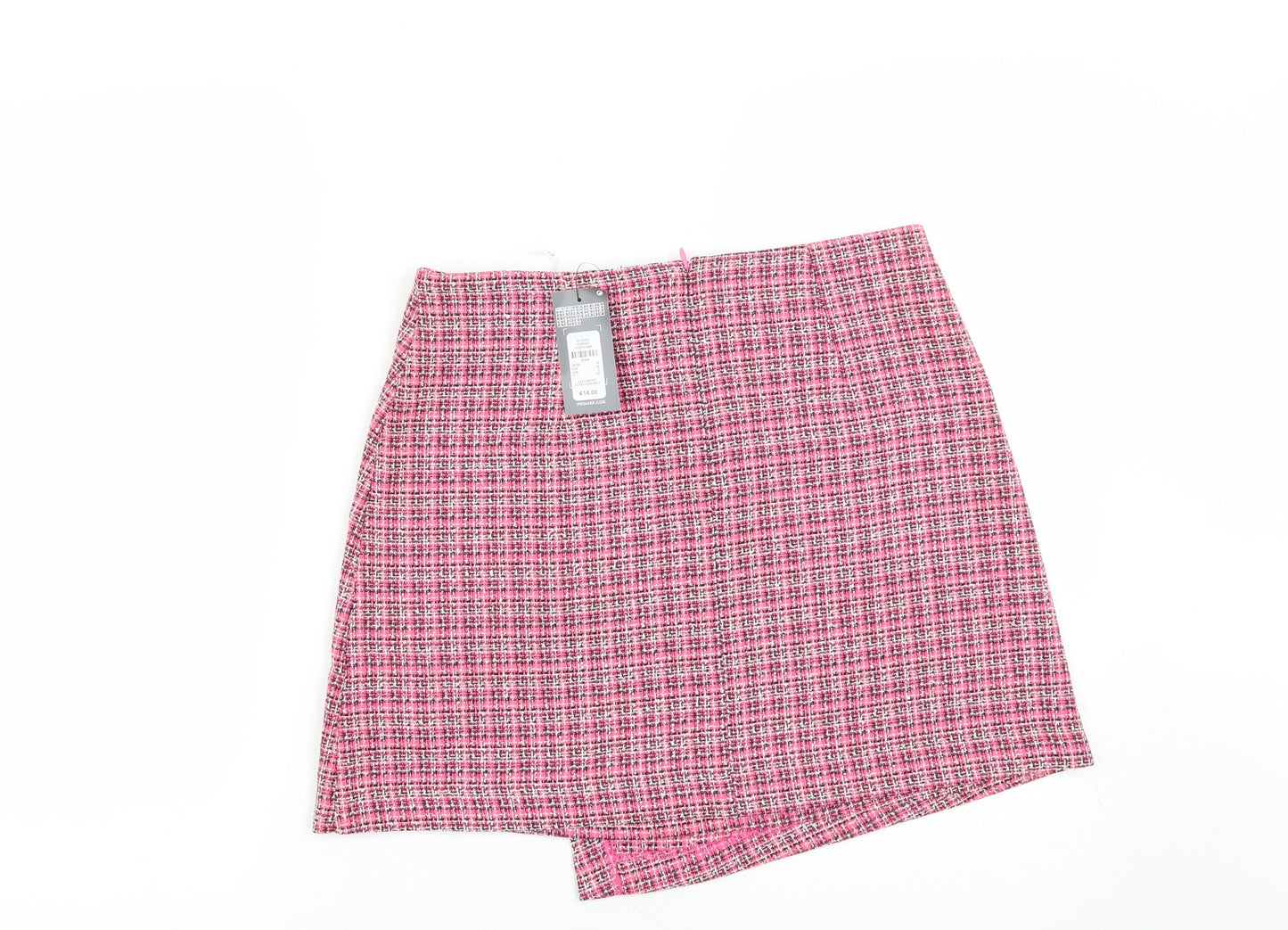 Primark Womens Pink Plaid Polyester Mini Skirt Size 10   Zip