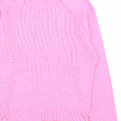 Miss Selfridge Womens Pink Round Neck  Acrylic Pullover Jumper Size 8   - Christmas Jumper