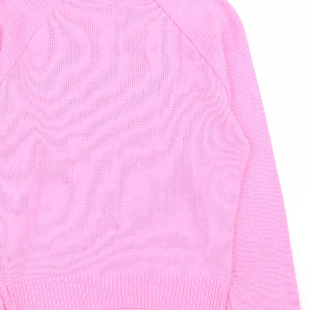Miss Selfridge Womens Pink Round Neck  Acrylic Pullover Jumper Size 8   - Christmas Jumper