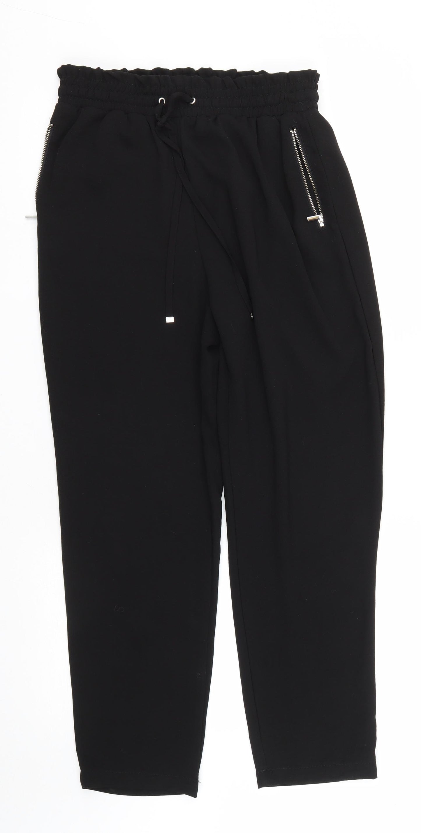 New Look Womens Black  Polyester Trousers  Size 8 L27 in Regular Drawstring