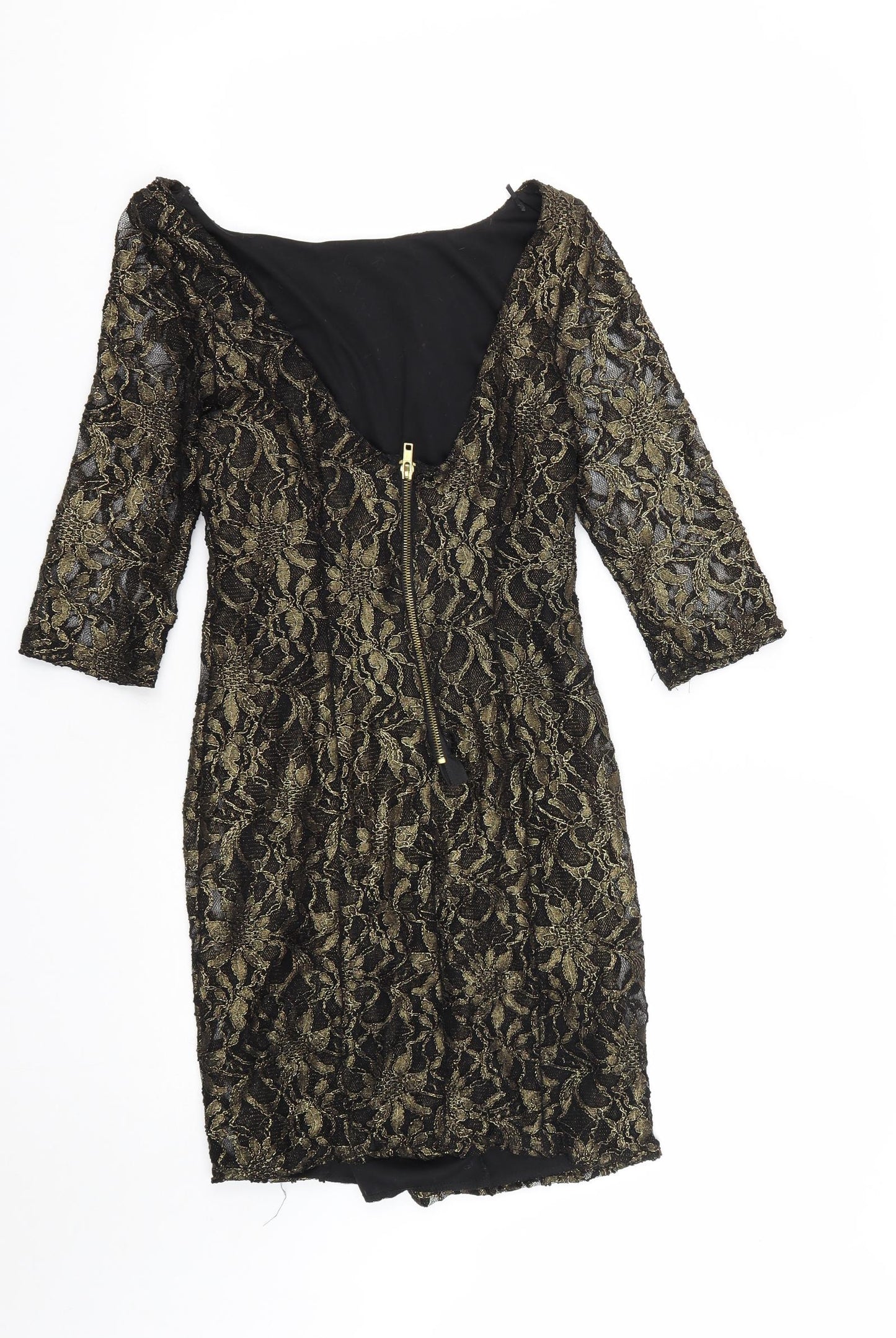 New Look Womens Gold  Nylon A-Line  Size 12  Round Neck Zip