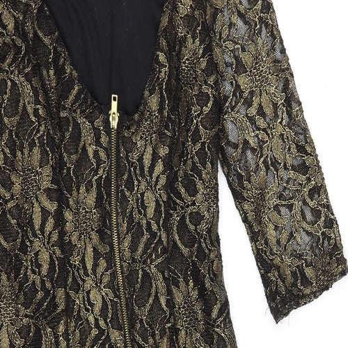 New Look Womens Gold  Nylon A-Line  Size 12  Round Neck Zip