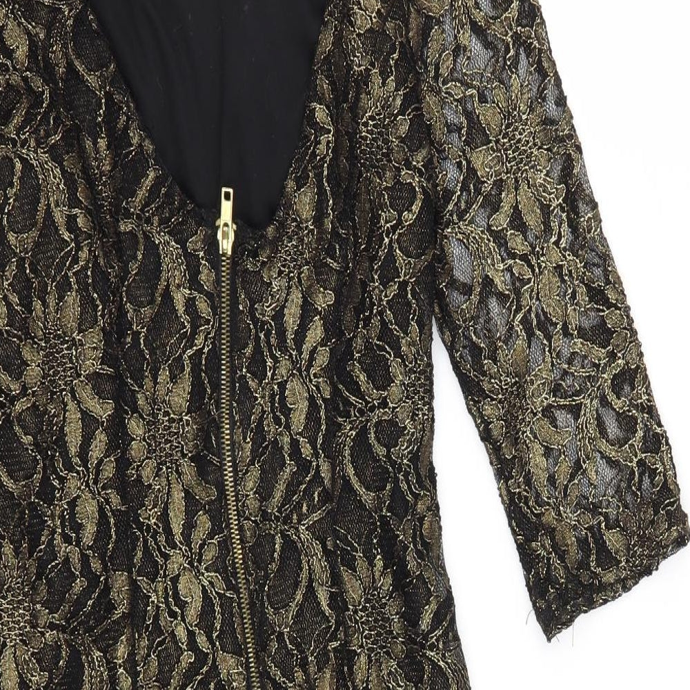 New Look Womens Gold  Nylon A-Line  Size 12  Round Neck Zip