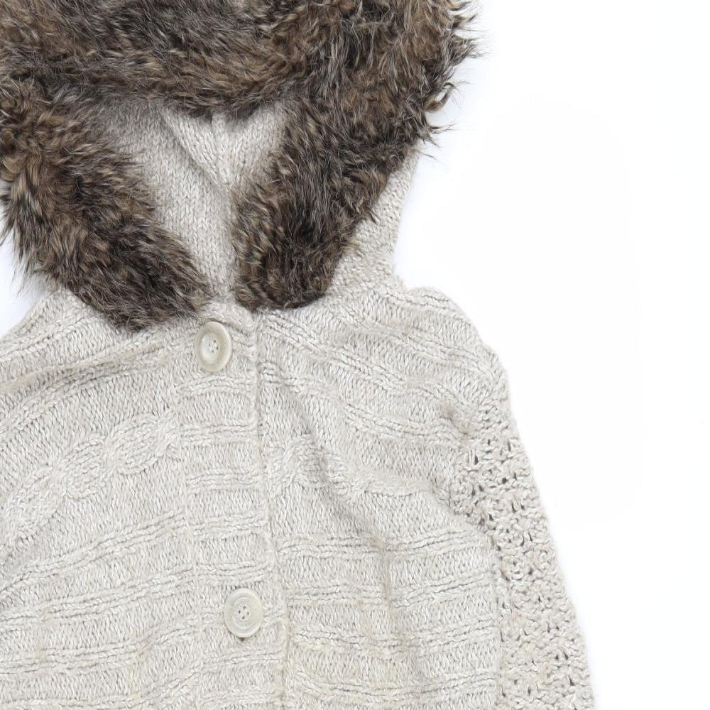 Matalan Womens Beige Round Neck  Acrylic Cardigan Jumper Size 12