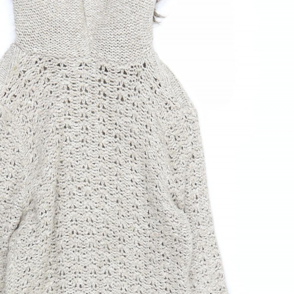 Matalan Womens Beige Round Neck  Acrylic Cardigan Jumper Size 12