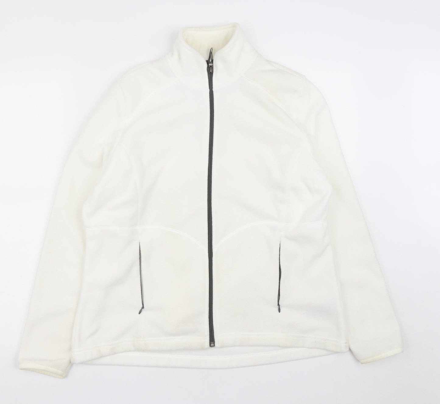 Marks and Spencer Womens White  Polyester Full Zip Sweatshirt Size 16  Zip
