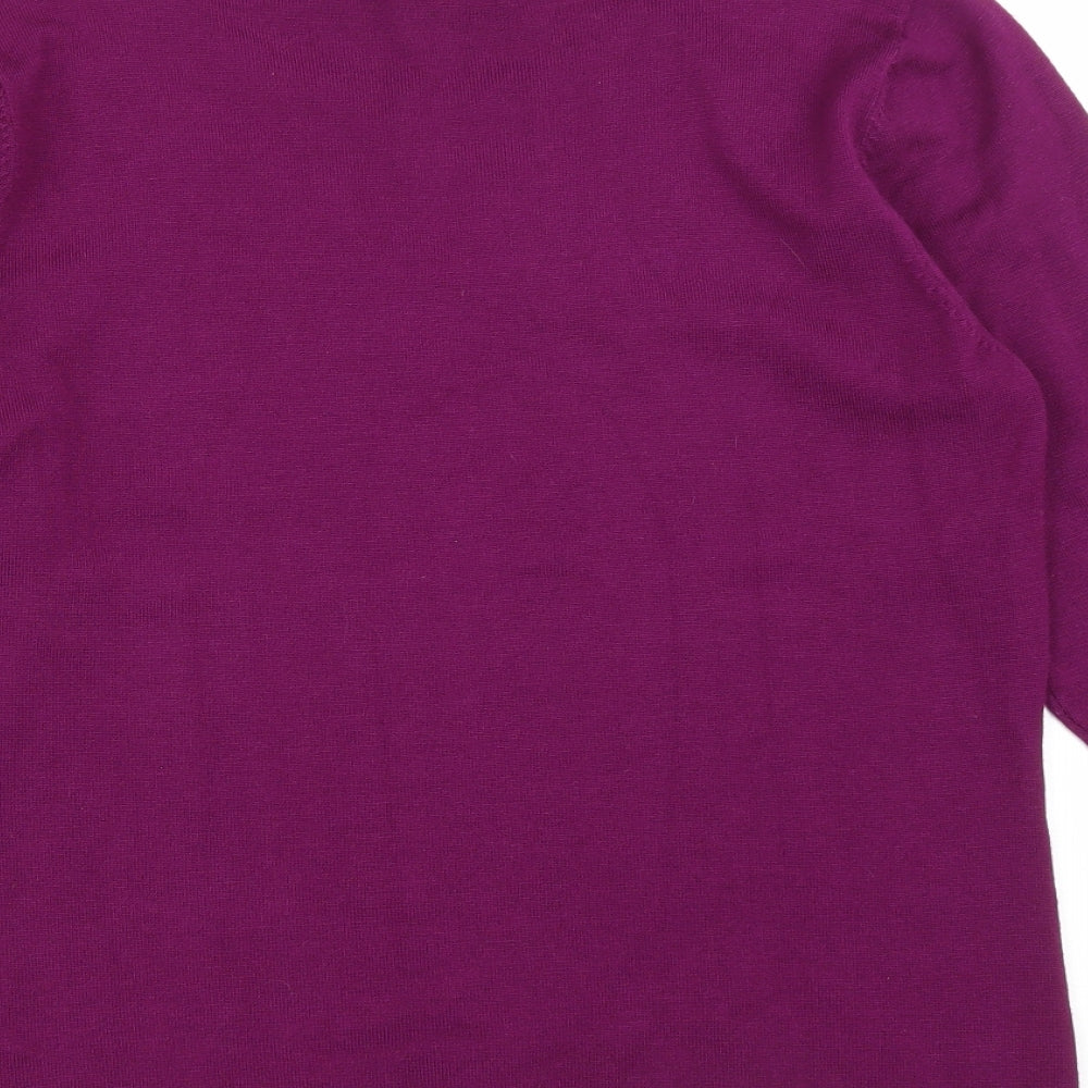 ANNA ROSE Womens Purple Round Neck Floral Viscose Pullover Jumper Size L