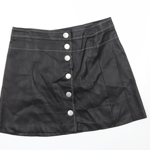 Zara Womens Black  Polyester Maxi Skirt Size M   Snap