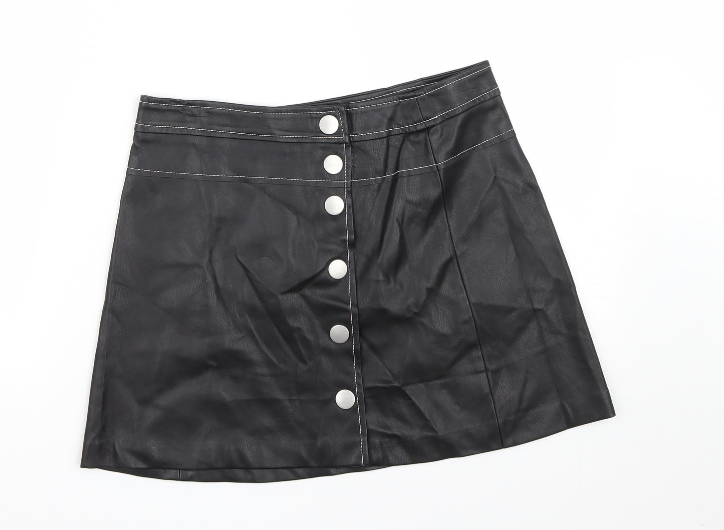 Zara Womens Black  Polyester Maxi Skirt Size M   Snap