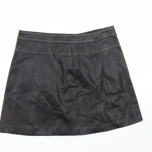 Zara Womens Black  Polyester Maxi Skirt Size M   Snap