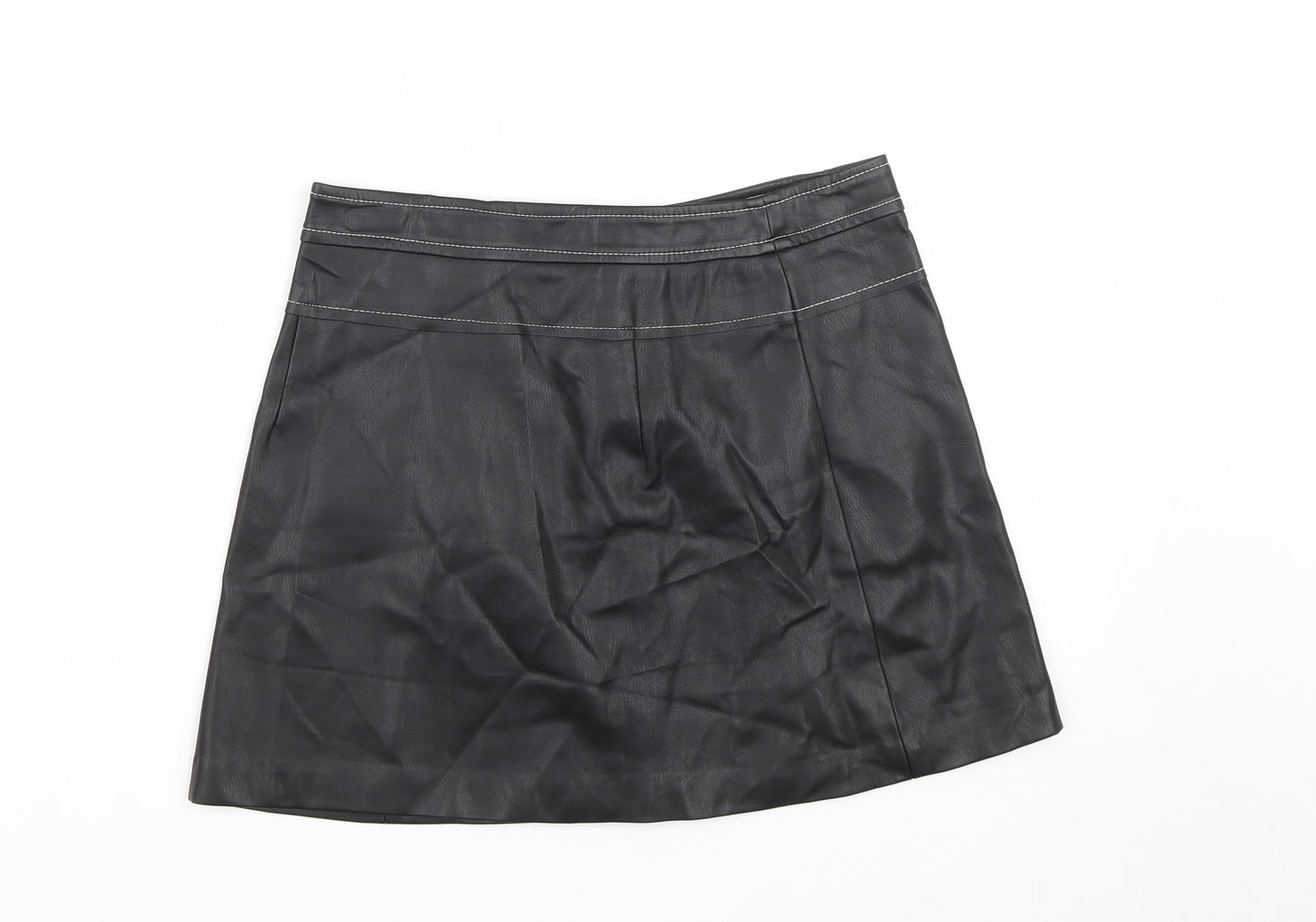 Zara Womens Black  Polyester Maxi Skirt Size M   Snap