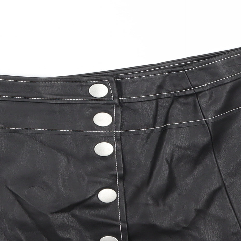 Zara Womens Black  Polyester Maxi Skirt Size M   Snap