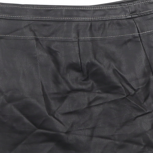 Zara Womens Black  Polyester Maxi Skirt Size M   Snap