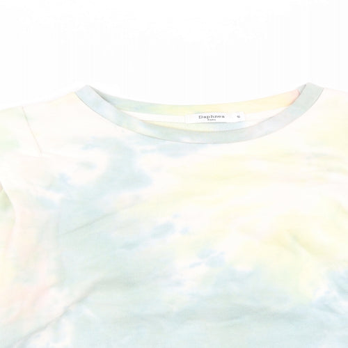 daphnea Womens Multicoloured Geometric Cotton Pullover Sweatshirt Size S