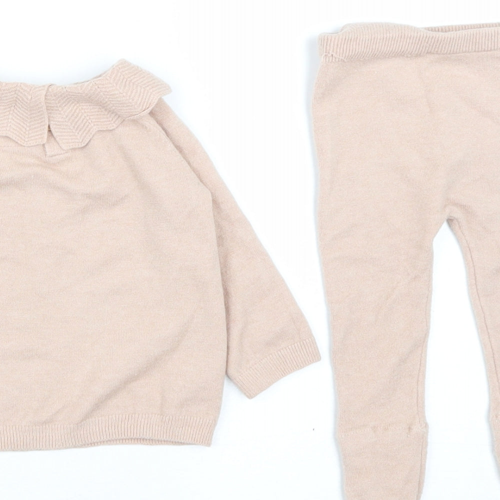 F&F Girls Brown  Viscose Trousers Outfit/Set Size 3-6 Months  Button - Mrs Hinch