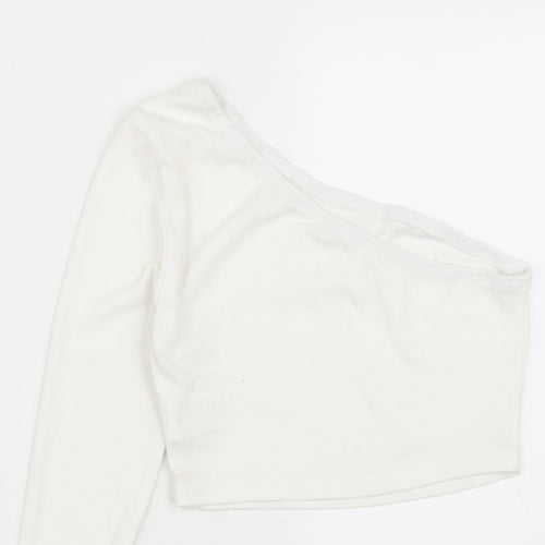 SheIn Girls White  Polyester Cropped Casual Size 12-13 Years One Shoulder