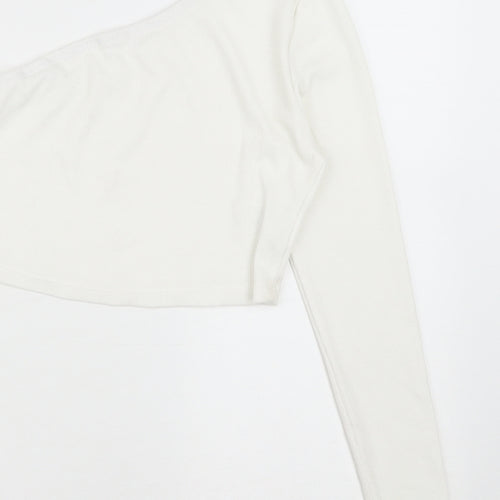 SheIn Girls White  Polyester Cropped Casual Size 12-13 Years One Shoulder