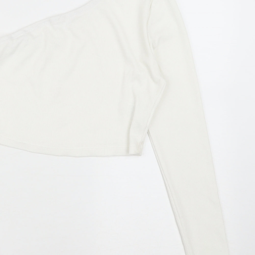 SheIn Girls White  Polyester Cropped Casual Size 12-13 Years One Shoulder
