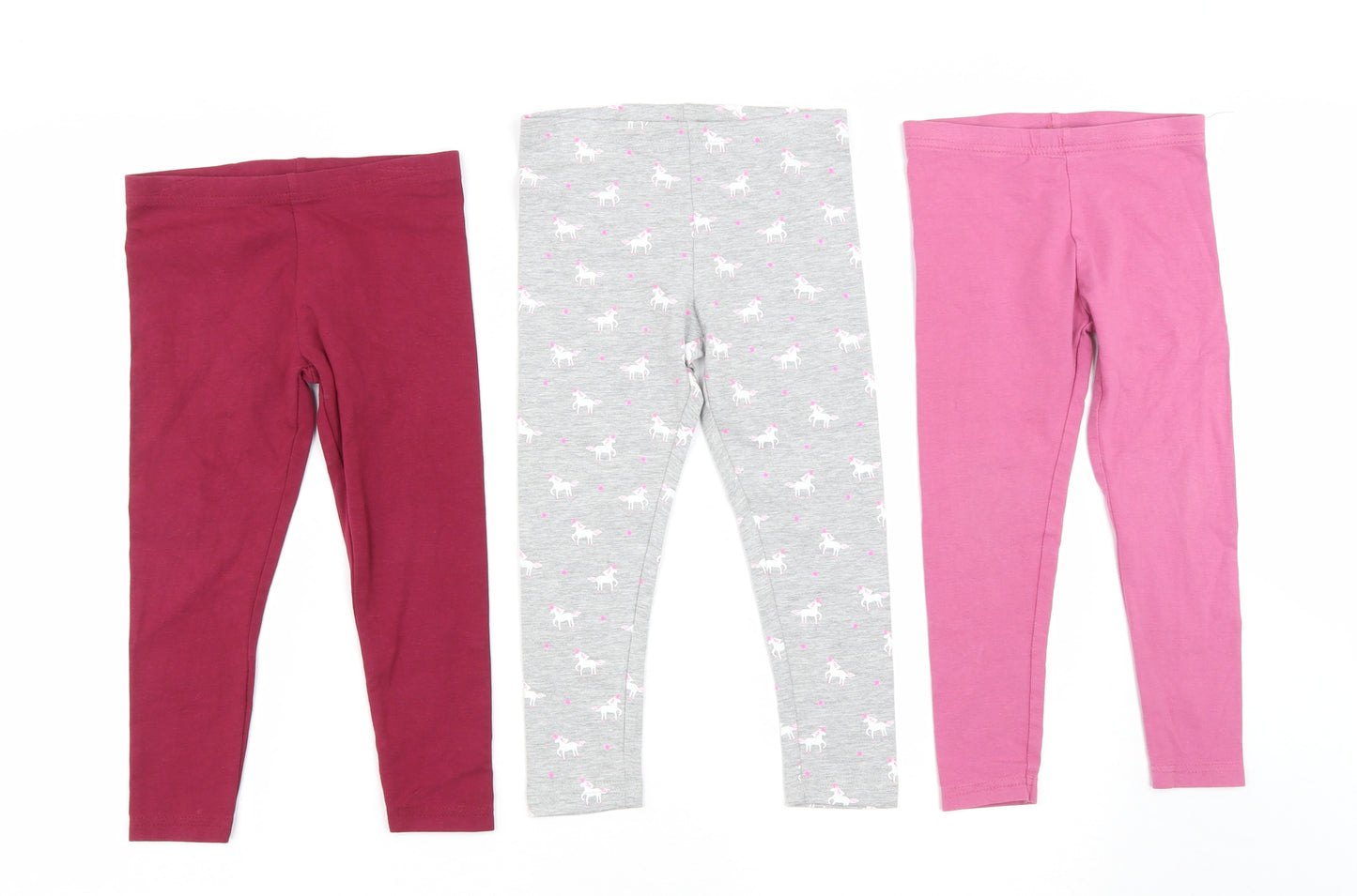 Primark Girls Pink  Cotton Dress Pants Trousers Size 3-4 Years  Regular  - Unicorn Print