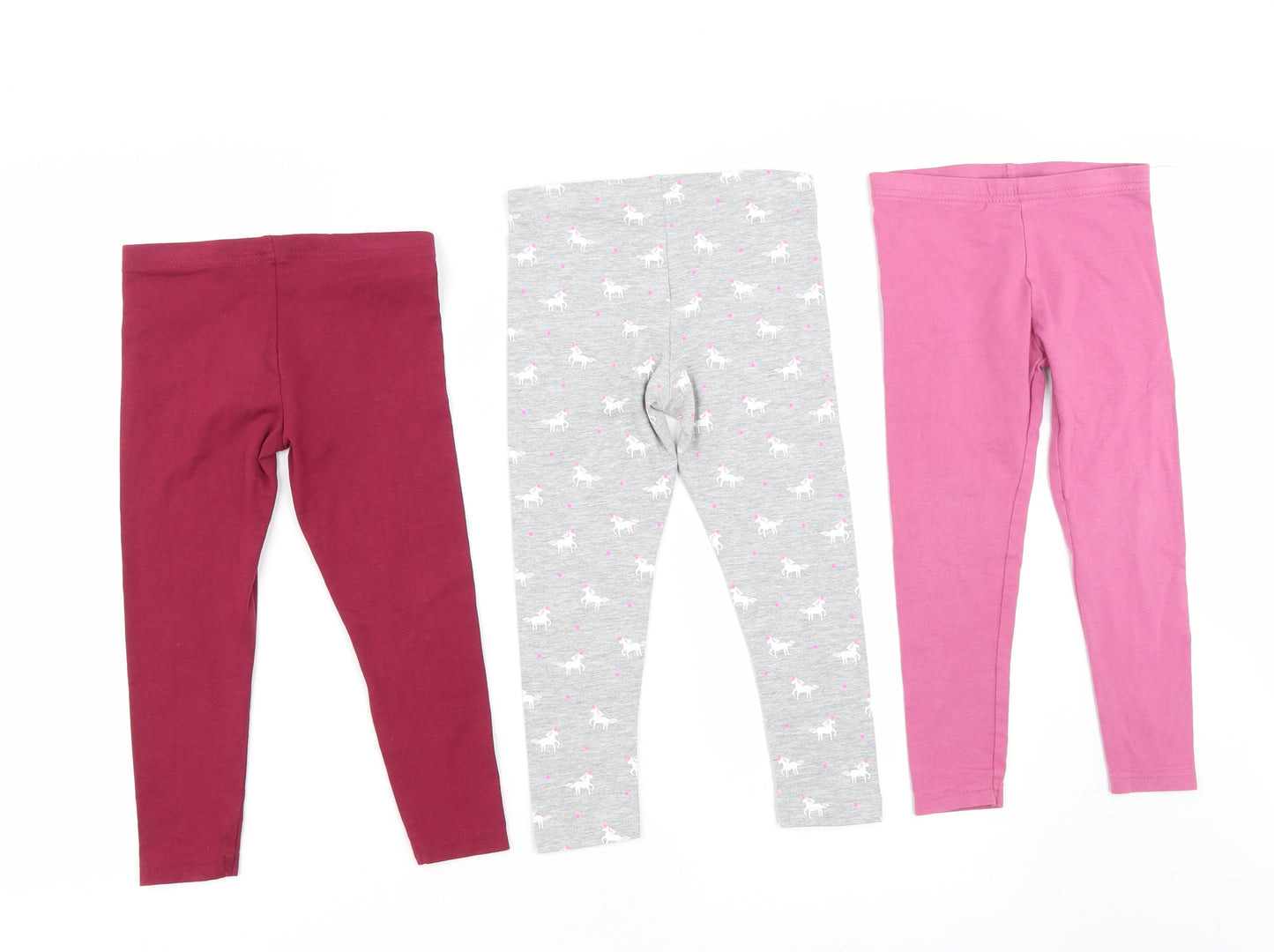 Primark Girls Pink  Cotton Dress Pants Trousers Size 3-4 Years  Regular  - Unicorn Print
