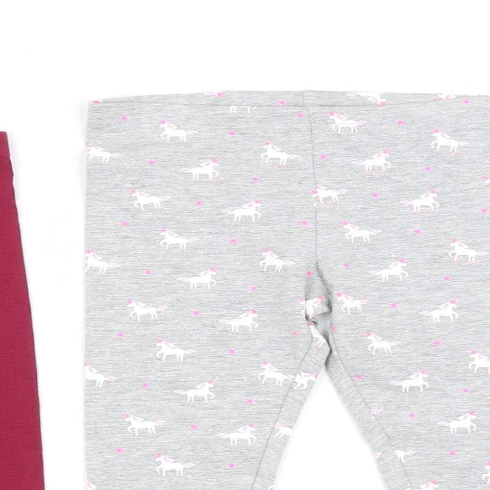 Primark Girls Pink  Cotton Dress Pants Trousers Size 3-4 Years  Regular  - Unicorn Print