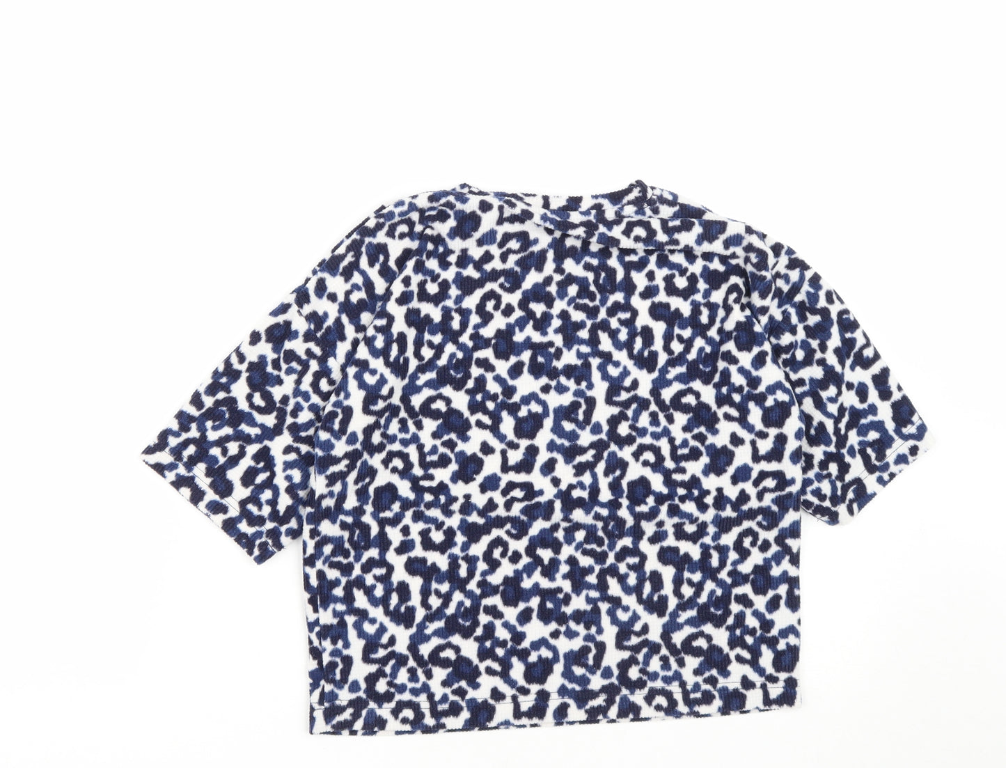 Matalan Girls Blue Geometric Polyester Cropped Casual Size 10 Years Round Neck