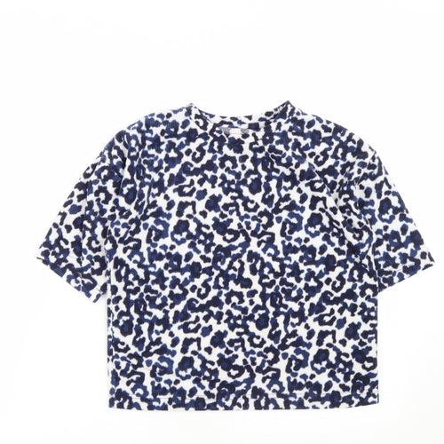 Matalan Girls Blue Geometric Polyester Cropped Casual Size 10 Years Round Neck