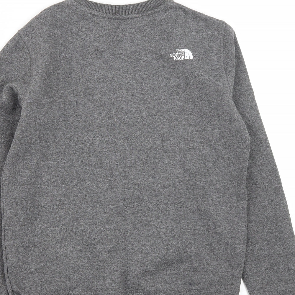 The North Face Boys Grey  Cotton Pullover Sweatshirt Size L  Lace Up