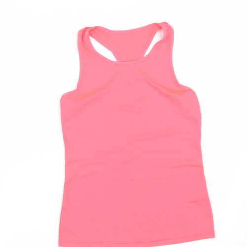 Dunnes Stores Girls Pink  Polyester Basic Tank Size 9-10 Years Round Neck