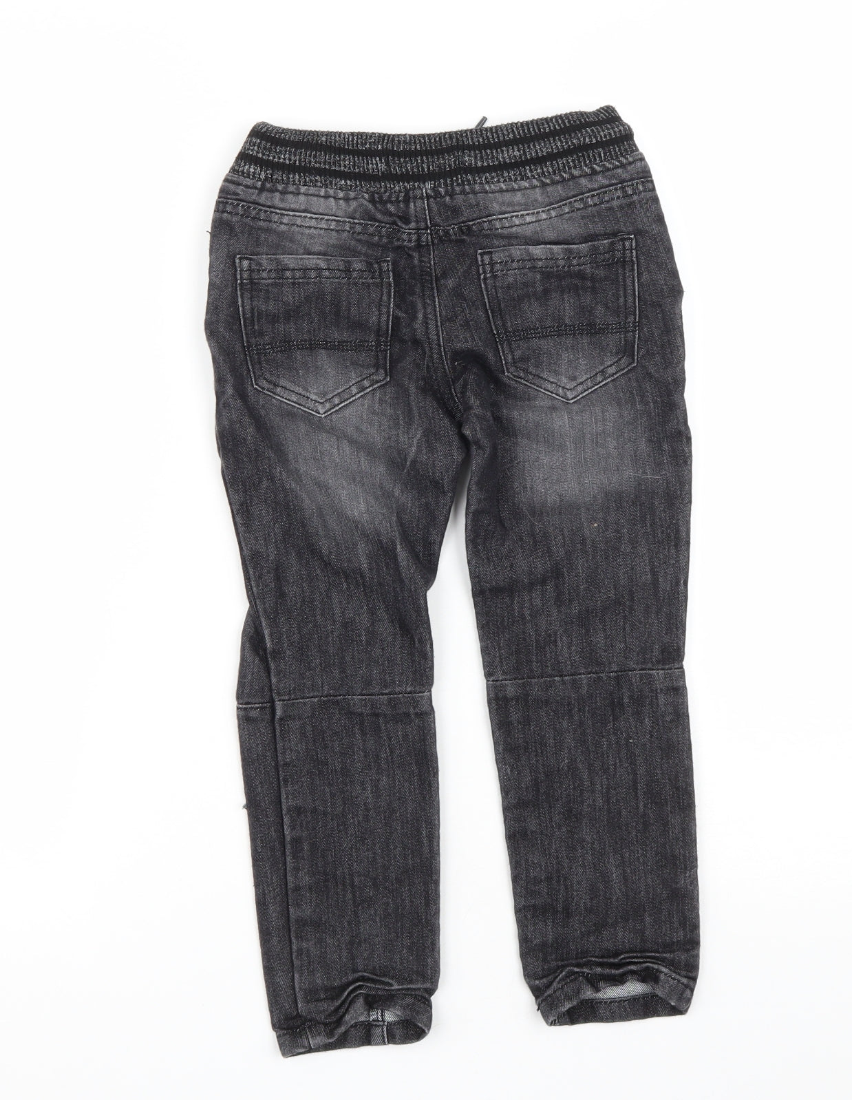 Primark Boys Black  Cotton Straight Jeans Size 5-6 Years  Regular Drawstring