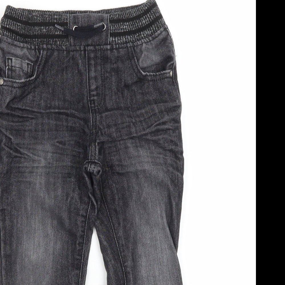 Primark Boys Black  Cotton Straight Jeans Size 5-6 Years  Regular Drawstring