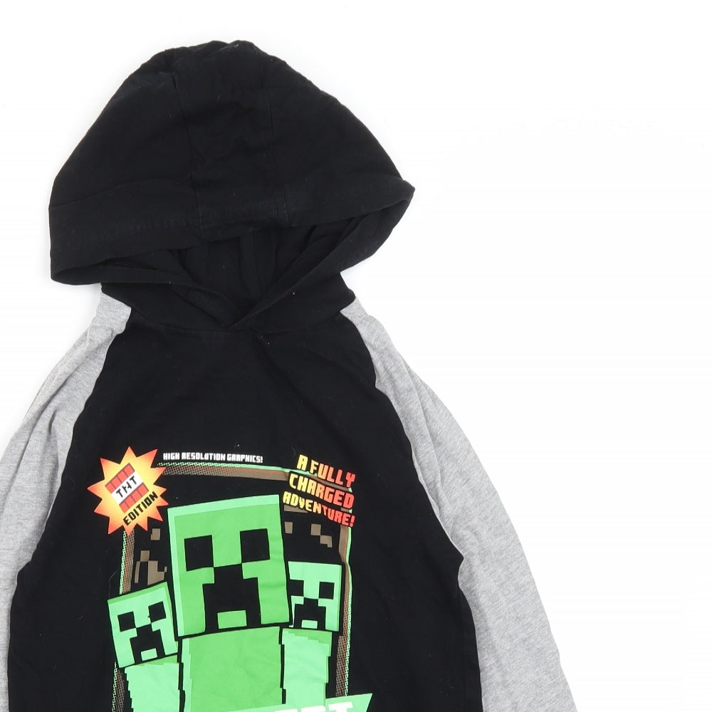 NEXT Boys Black  Cotton Pullover Hoodie Size 8 Years   - MINECRAFT