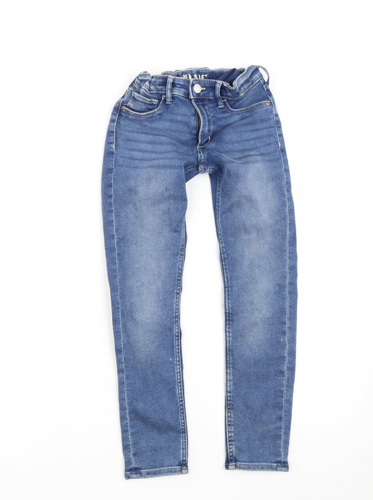 H&M Boys Blue  Cotton Straight Jeans Size 6-7 Years  Regular Zip
