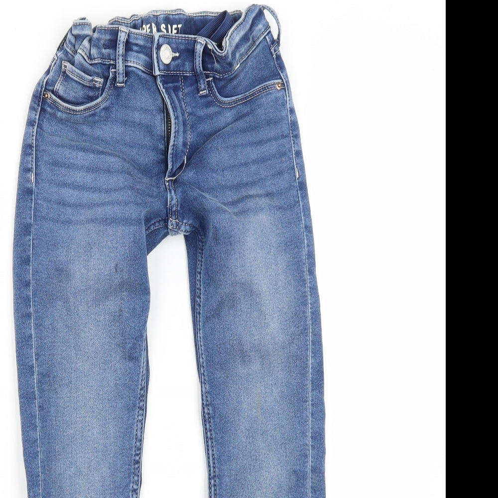 H&M Boys Blue  Cotton Straight Jeans Size 6-7 Years  Regular Zip