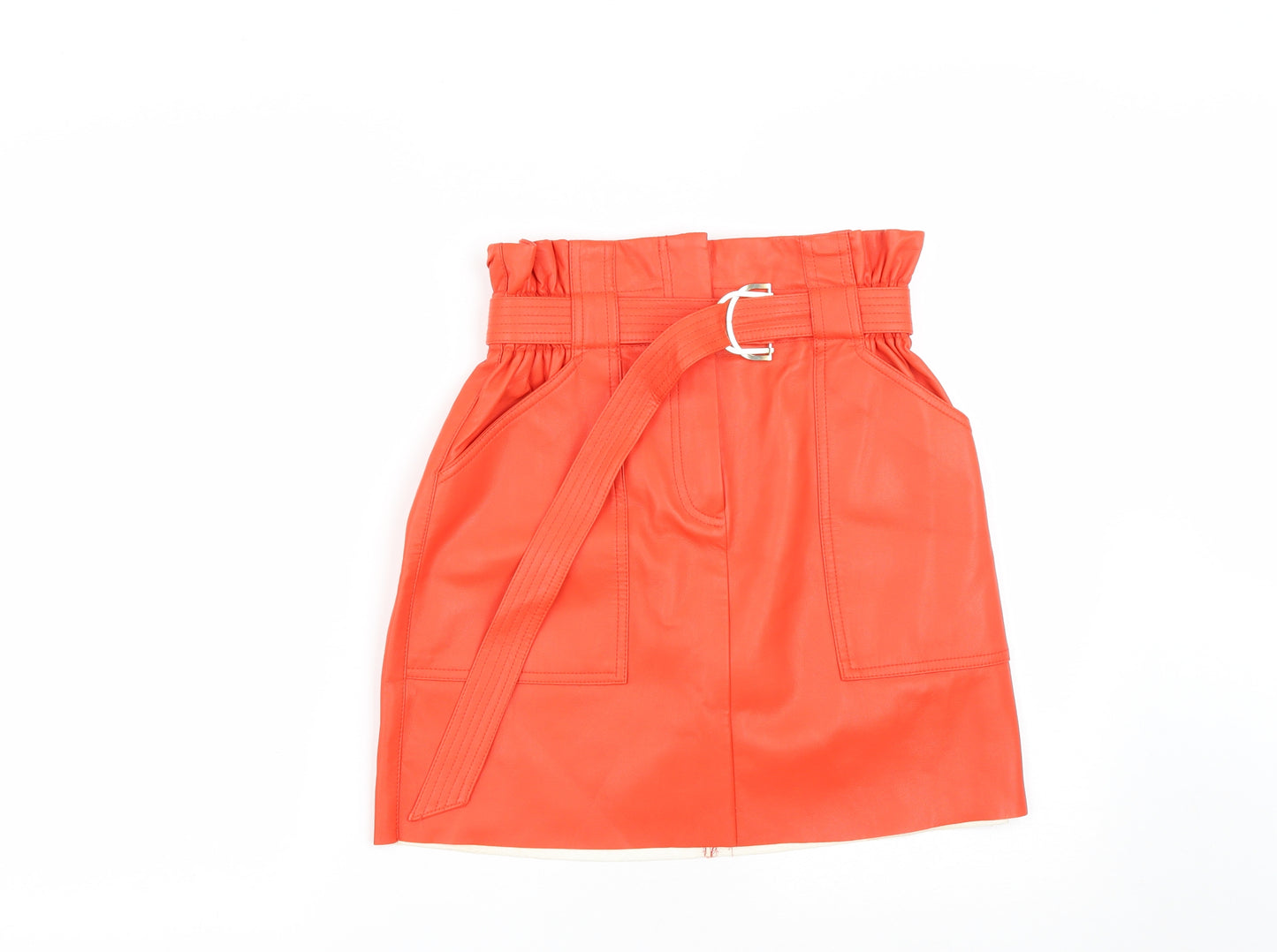 River Island Womens Orange  Polyester Mini Skirt Size 10   Zip