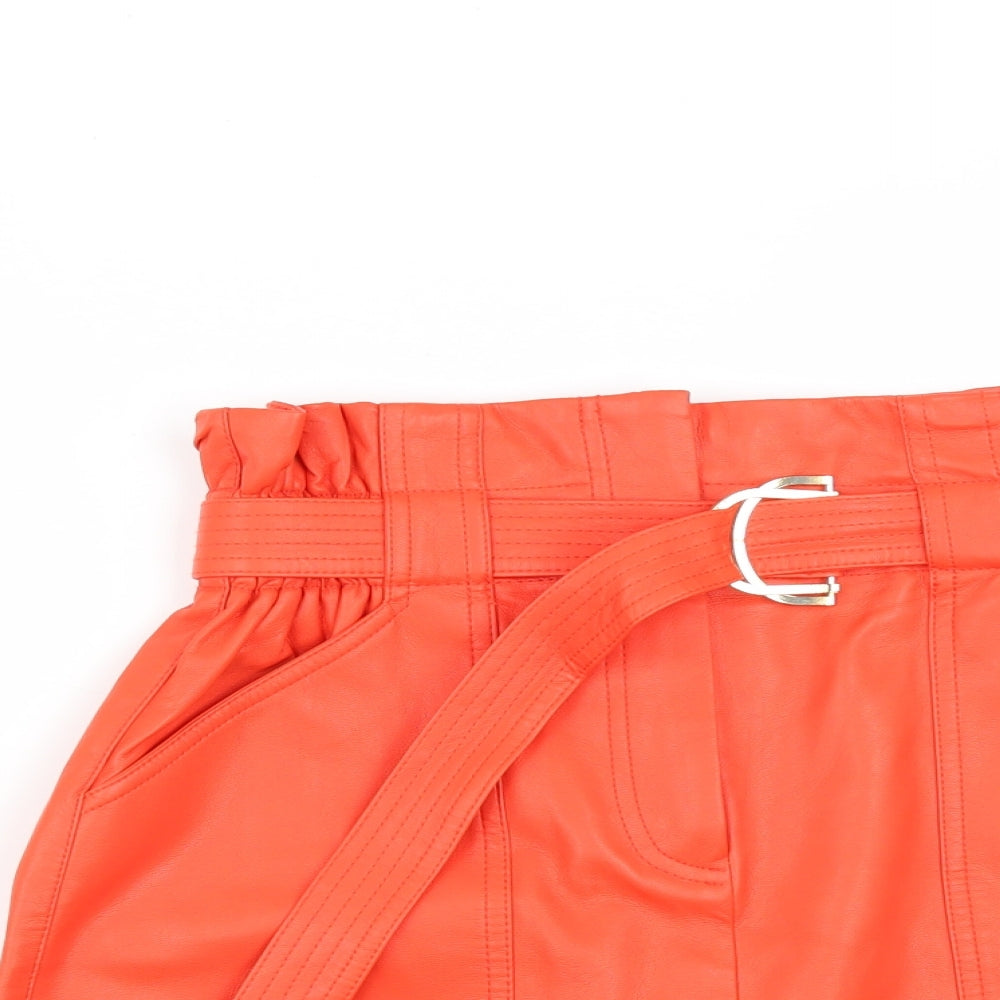 River Island Womens Orange  Polyester Mini Skirt Size 10   Zip