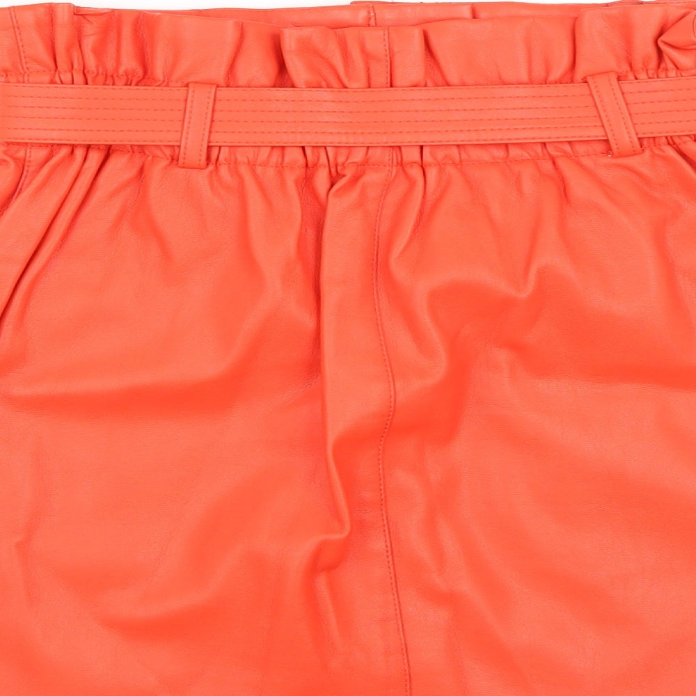 River Island Womens Orange  Polyester Mini Skirt Size 10   Zip