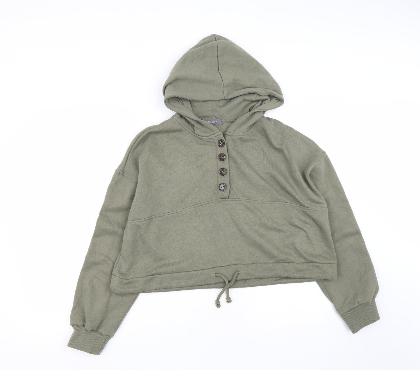 Primark Womens Green  Polyester Pullover Hoodie Size S  Button - Size 10-12