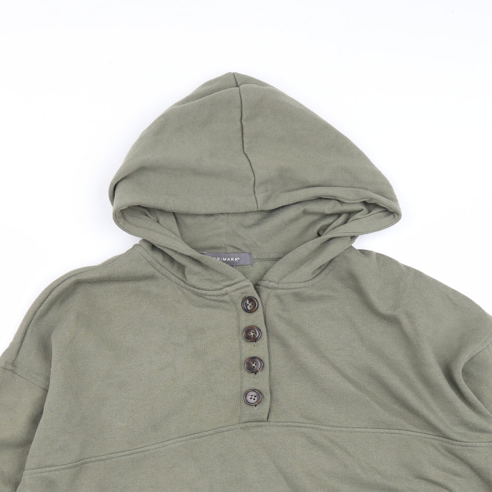 Primark Womens Green  Polyester Pullover Hoodie Size S  Button - Size 10-12