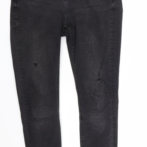 Denim & Co. Womens Black  Cotton Straight Jeans Size 8 L26 in Regular Zip