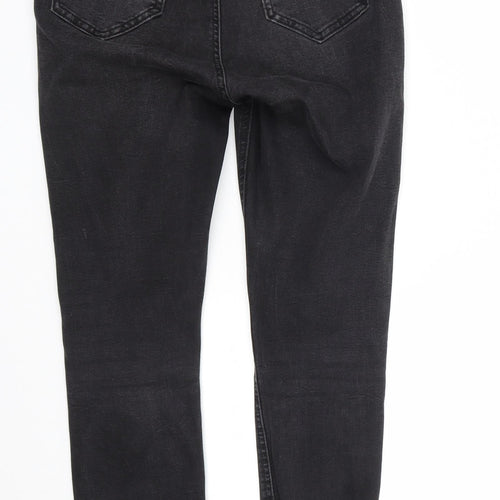 Denim & Co. Womens Black  Cotton Straight Jeans Size 8 L26 in Regular Zip
