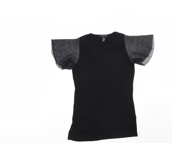 New Look Womens Black  Viscose Basic Blouse Size 8 Roll Neck