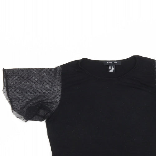 New Look Womens Black  Viscose Basic Blouse Size 8 Roll Neck