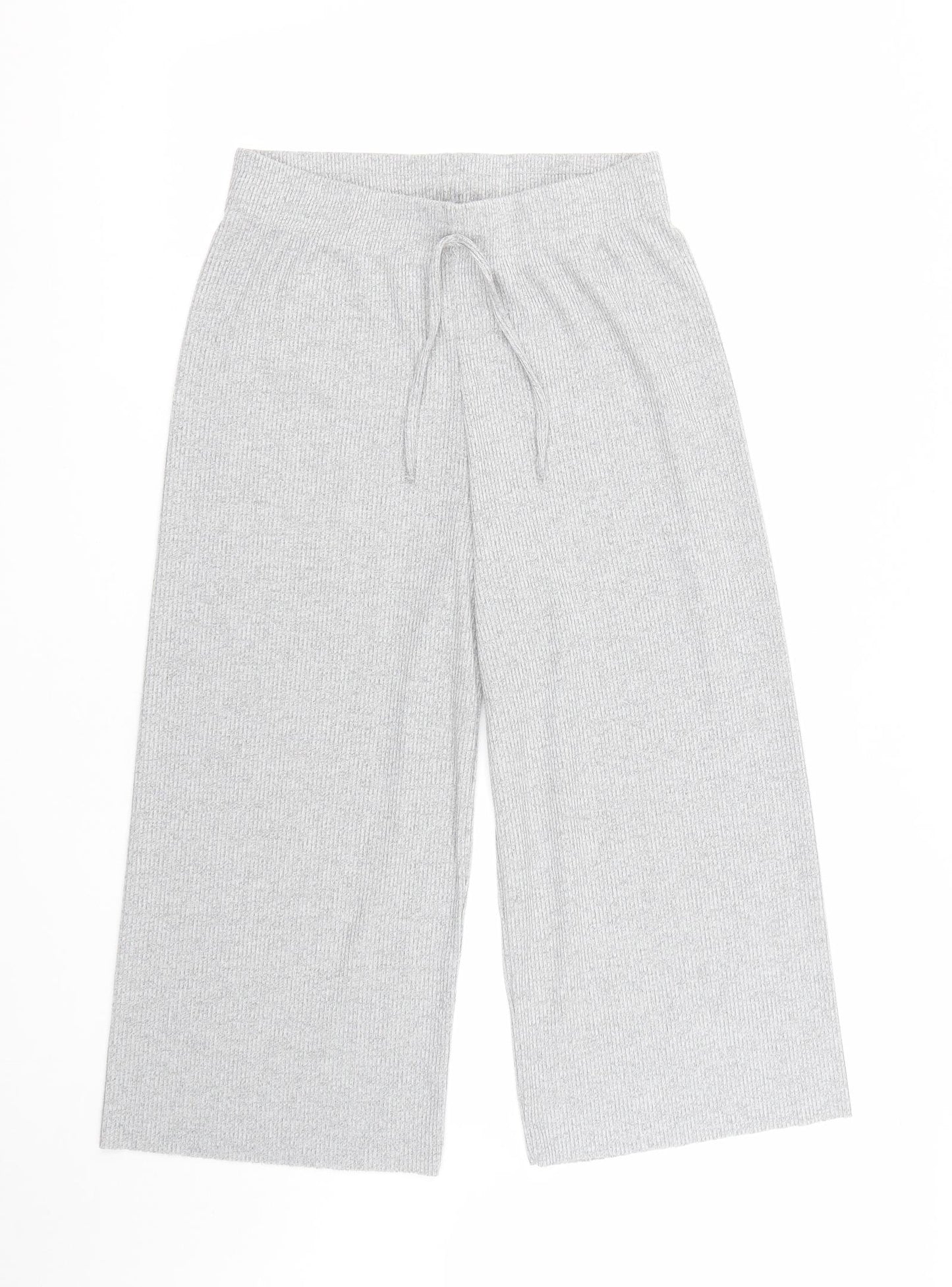 Primark Womens Grey  Polyester Cropped Trousers Size S L22 in Regular Drawstring - Size 10-12