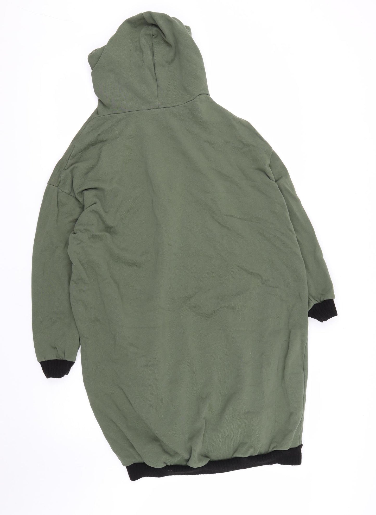 Made in Italy Womens Green  Cotton Pullover Hoodie Size L  Zip
