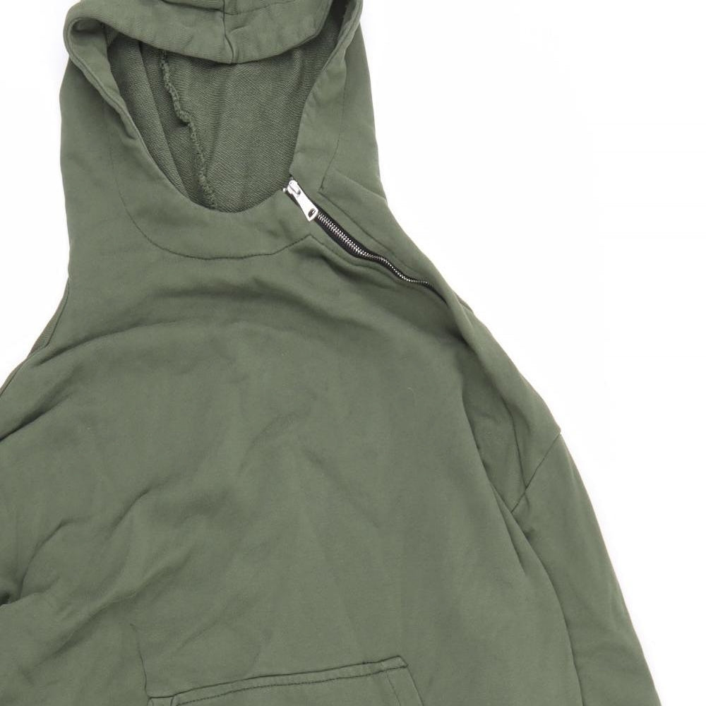 Made in Italy Womens Green  Cotton Pullover Hoodie Size L  Zip